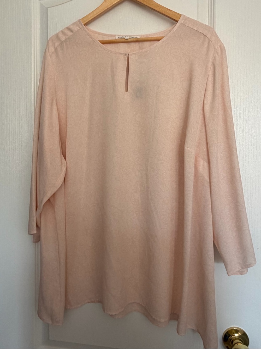 Violet & Claire Blush Pink Long Sleeve Keyhole Tunic